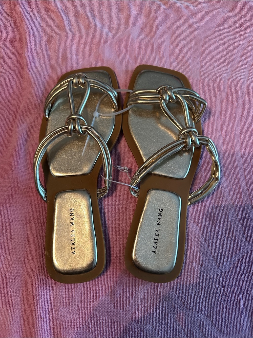 Azalea Wang Metallic Silver Knotted Slide Sandals